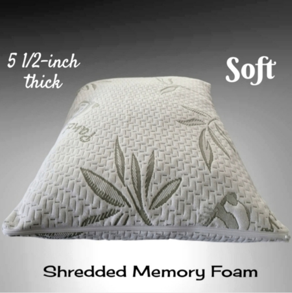 Bamboo #316 Pillow 5.5" Soft Shredded Memory Foam Zip Cover Costco